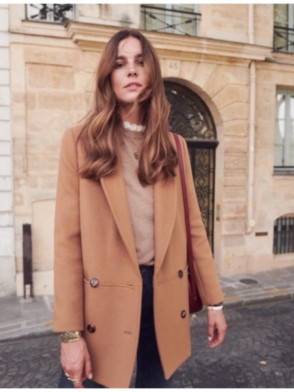 Sezane James wool Coat camel SZ38 bust40 US6
